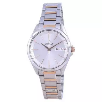 Двухцветные кварцевые женские часы Westar из нержавеющей стали с серебряным циферблатом 40212 SPN 607 серебряный