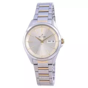 Двухцветные кварцевые женские часы Westar из нержавеющей стали с циферблатом цвета шампанского 40212 CBN 102 шампанского