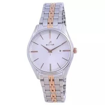 Двухцветные кварцевые женские часы Westar с серебряным циферблатом из нержавеющей стали 40210 SPN 607 серебряный