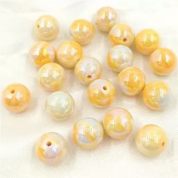 Двухцветные молочные конфеты 10 шт. Бисерные материалы DIY браслет ожерелье модные ювелирные изделия аксессуары УФ креативные ослепительные круглые бусины акриловые бусины жёлтый