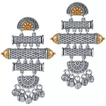 Двухцветные окисленные дизайнерские серьги с подвесками в индийском винтажном стиле, модные украшения в этническом стиле для женщин