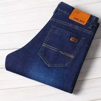 Двухцветные осенне-зимние новые мужские джинсы, эластичные, облегающие, прямые, деловые, повседневные брюки 28 чёрный