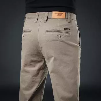 Двухцветные осенне-зимние новые мужские повседневные брюки из 100% чистого хлопка высшего качества, облегающие прямые брюки делового покроя 28 серый
