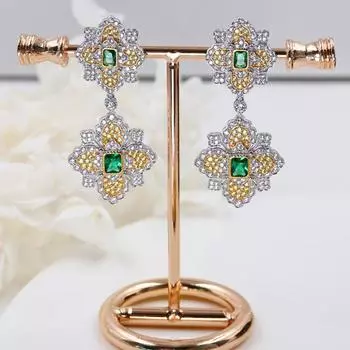 Двухцветные серьги-гвоздики из желтого и белого золота цвета стерлингового серебра S925 для женщин, свадьба