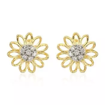 Двухцветные серьги-гвоздики в форме цветка с покрытием