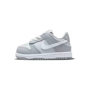 Двухцветные серые детские кроссовки Nike Dunk Low TD White Pure Platinum Wolf-Grey DH9761-001 22