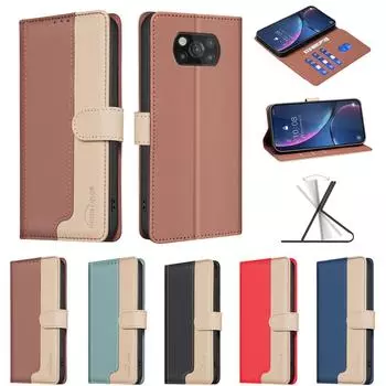 Двухцветный чехол-кошелек с откидной крышкой и подставкой из искусственной кожи в стиле пэчворк для Xiaomi Redmi 10, POCO X3, C31, 13C, Note 11, Note 12, Note 13... Redmi Note 9S чёрный