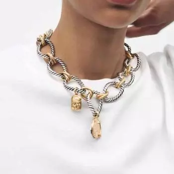 Двухцветный геометрический кулон, модные украшения на шею, индивидуальность, кубинские цепочки, ожерелья, праздник золотой/серебряный