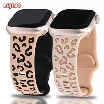 Двухцветный гравированный ремешок Wearlizer для Apple Watch Band Correa 49 мм 45 мм 41 мм, силиконовый ремешок для IWatch Series Ultra 9 8 7 6 5 4 SE For 38mm 40mm 41mm