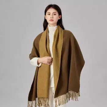 Двухцветный искусственный кашемировый шарф для женщин, модный осенне-зимний женский шарф для пожилых мужчин, теплая шаль для мужчин 200*65cm