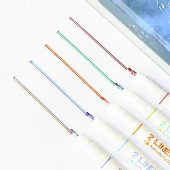 Двухцветный ключ, ручка с двойной линией, трехмерный контур, милый мечтательный рисунок, креативное сердце для девочек, круглая ручка для рук, флуоресцентная ручка blue & orange