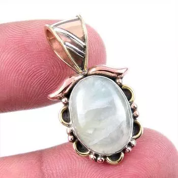 Двухцветный кулон из чистого серебра 925 пробы с натуральным аквамарином, размер 1,25 дюйма, w5a16