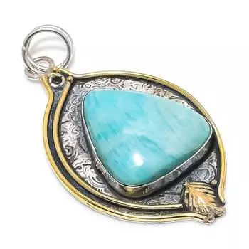 Двухцветный кулон из натурального амазонита из стерлингового серебра 925 пробы 2,68 дюйма l5T04