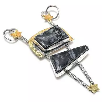 Двухцветный кулон из натурального черного ископаемого коралла из стерлингового серебра 925 пробы, 3,39 дюйма, f9Q43