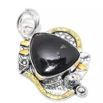 Двухцветный кулон из натурального гиперстенового обсидиана из стерлингового серебра 925 пробы 1,97 дюйма z3q88