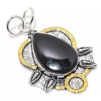 Двухцветный кулон из натурального гиперстенового обсидиана из стерлингового серебра 925 пробы 2,29 дюйма Y0P09