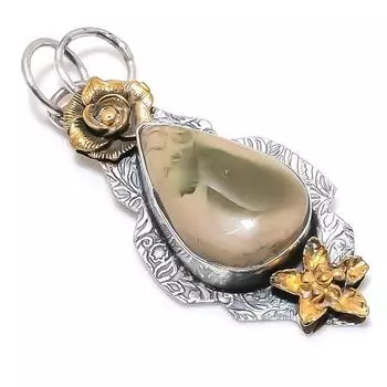 Двухцветный кулон из натурального императорского яшма из стерлингового серебра 925 пробы 2,44 дюйма Y9d00