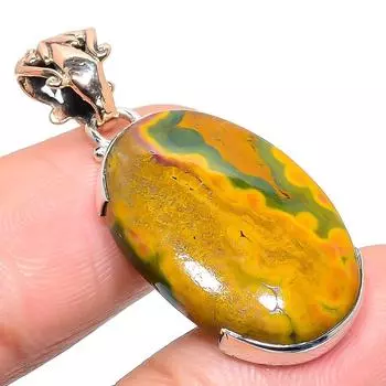 Двухцветный кулон из натурального океанского камня яшмы 925 пробы из стерлингового серебра 1,54 дюйма d4P01