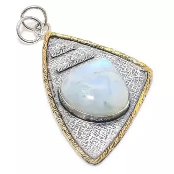 Двухцветный кулон из натурального радужного лунного камня, стерлингового серебра 925 пробы, 2,76 дюйма u7L17