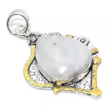 Двухцветный кулон из натурального радужного лунного камня 925 пробы из стерлингового серебра 2,29 дюйма K3D50