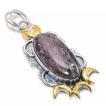 Двухцветный кулон из натурального русского чароита из стерлингового серебра 925 пробы 2,29 дюйма I6E94