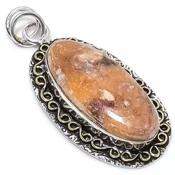 Двухцветный кулон из натурального серебра 925 пробы с яшмой из стерлингового серебра 2,09 дюйма q2b23