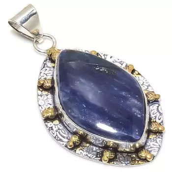 Двухцветный кулон из стерлингового серебра 925 пробы с натуральным содалитом, размер 2,48 дюйма, S5g97