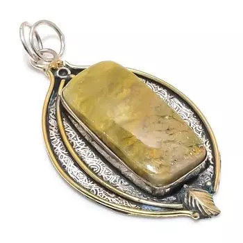 Двухцветный кулон из стерлингового серебра 925 пробы с натуральным камнем шмеля яшмы 2,96 дюйма v1P69