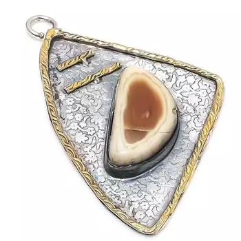 Двухцветный кулон из стерлингового серебра 925 пробы с натуральным императорским яшмом, размер 2,52 дюйма, R8O69