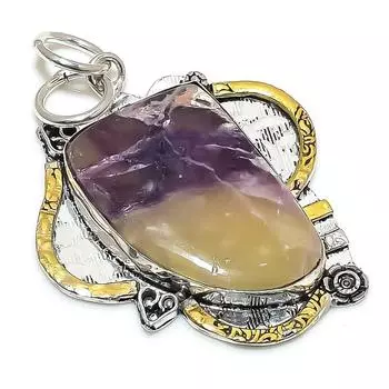 Двухцветный кулон из стерлингового серебра 925 пробы с натуральным флюоритом, двухцветный кулон 2,21 дюйма g3g50