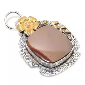 Двухцветный кулон из стерлингового серебра 925 пробы с натуральным драгоценным камнем Мукаит, размер 2,09 дюйма, z9U23