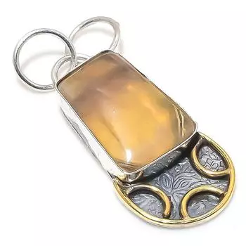 Двухцветный кулон из стерлингового серебра 925 пробы с натуральным флюоритом, размер 1,97 дюйма, T9D22