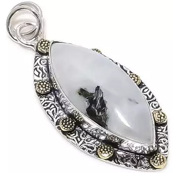 Двухцветный кулон из стерлингового серебра 925 пробы с натуральным радужным лунным камнем, размер 2,17 дюйма, D7f93