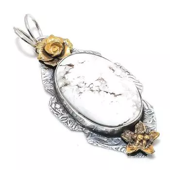 Двухцветный кулон из стерлингового серебра 925 пробы с натуральным драгоценным камнем дикой лошади размером 2,68 дюйма E5A66