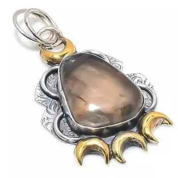 Двухцветный кулон из стерлингового серебра 925 пробы с натуральным флюоритом, размер 2,09 дюйма, V5S68