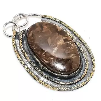 Двухцветный кулон из стерлингового серебра 925 пробы с натуральным бронзитом, двухцветный кулон 2,40 дюйма s6H87
