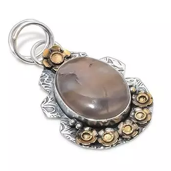 Двухцветный кулон из стерлингового серебра 925 пробы с натуральным флюоритом, размер 1,89 дюйма, I2B55