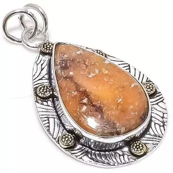 Двухцветный кулон из стерлингового серебра 925 пробы с яшмой из натурального сусального серебра, двухцветный кулон 1,93 дюйма O2O01