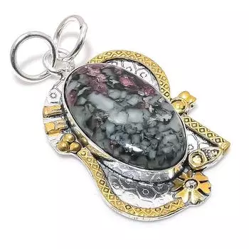 Двухцветный кулон из стерлингового серебра 925 пробы с натуральным эвдиалитом, размер 2,29 дюйма, C4s25