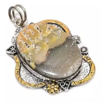 Двухцветный кулон из стерлингового серебра 925 пробы с натуральным камнем шмеля яшмы 2,56 дюйма g7k61