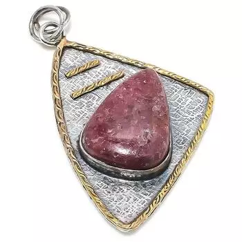 Двухцветный кулон из стерлингового серебра 925 пробы с натуральным клубничным кварцем, двухцветный кулон 2,72 дюйма c7K38