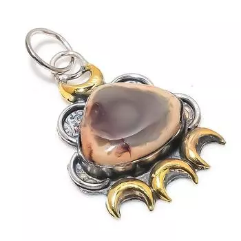 Двухцветный кулон из стерлингового серебра 925 пробы с натуральным драгоценным камнем императорской яшмы размером 1,89 дюйма e1B60