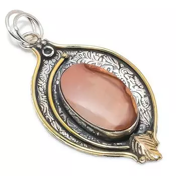 Двухцветный кулон из стерлингового серебра 925 пробы с натуральным драгоценным камнем Мукаит, размер 2,72 дюйма, D3H24
