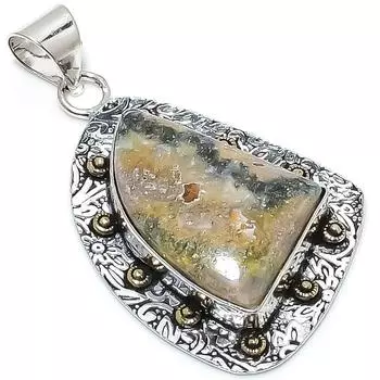 Двухцветный кулон из стерлингового серебра 925 пробы с натуральным камнем шмеля яшмы 2,21 дюйма C0J67