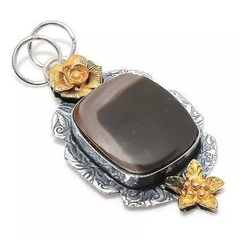 Двухцветный кулон из стерлингового серебра 925 пробы с натуральным драгоценным камнем Мукаит, размер 2,44 дюйма, o5J33