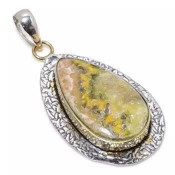 Двухцветный кулон из стерлингового серебра 925 пробы с натуральным камнем шмеля яшмы 2,56 дюйма l2R56