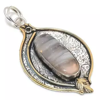 Двухцветный кулон из стерлингового серебра 925 пробы с натуральным флюоритом, размер 2,72 дюйма, A8w43