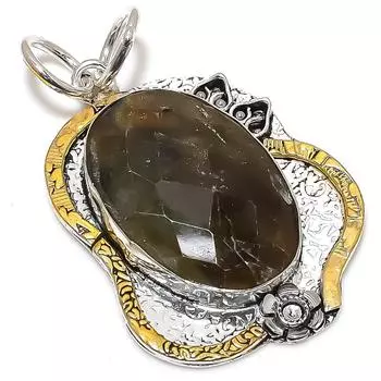 Двухцветный кулон из стерлингового серебра 925 пробы с натуральным лабрадоритом, размер 2,17 дюйма, T5K04