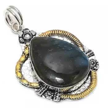 Двухцветный кулон из стерлингового серебра 925 пробы с натуральным лабрадоритом, размер 2,29 дюйма, W2J68
