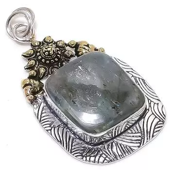 Двухцветный кулон из стерлингового серебра 925 пробы с натуральным лабрадоритом, размер 2,29 дюйма, Z2z55